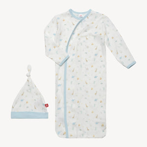 Magnetic Me by Magnificent Baby Blue Little Bitty Pretty One Modal Magnetic Cozy Sleeper Gown + Hat Set - Eden Lifestyle