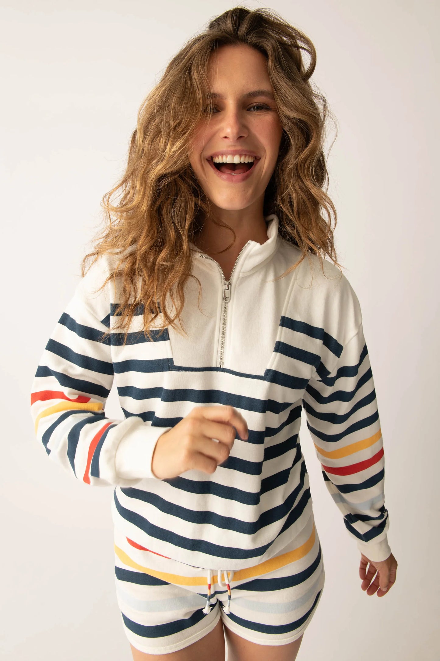 Maritime Lounge Stripe 1/4 Zip Top and Short Set - Eden Lifestyle