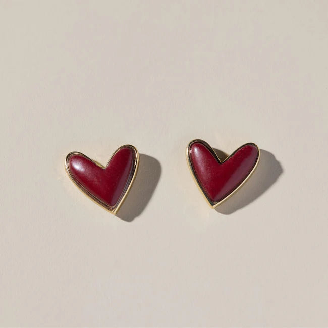 Maroon Stone Sweetheart Studs - Eden Lifestyle