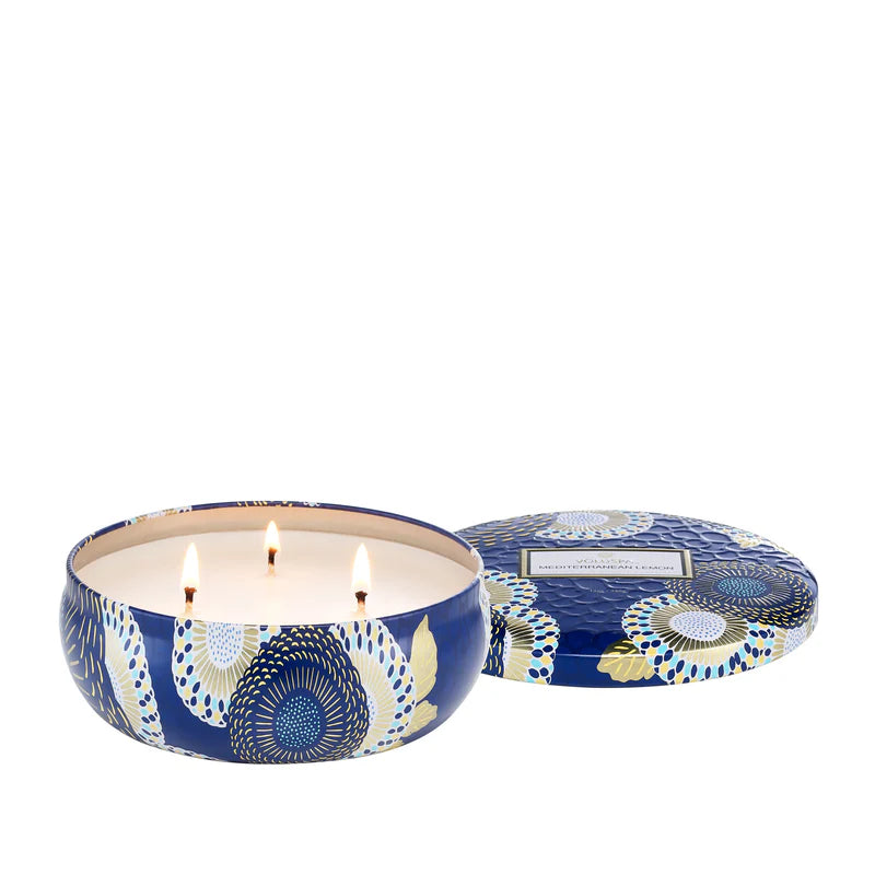 Mediterranean Lemon 3 Wick Tin Candle - Eden Lifestyle