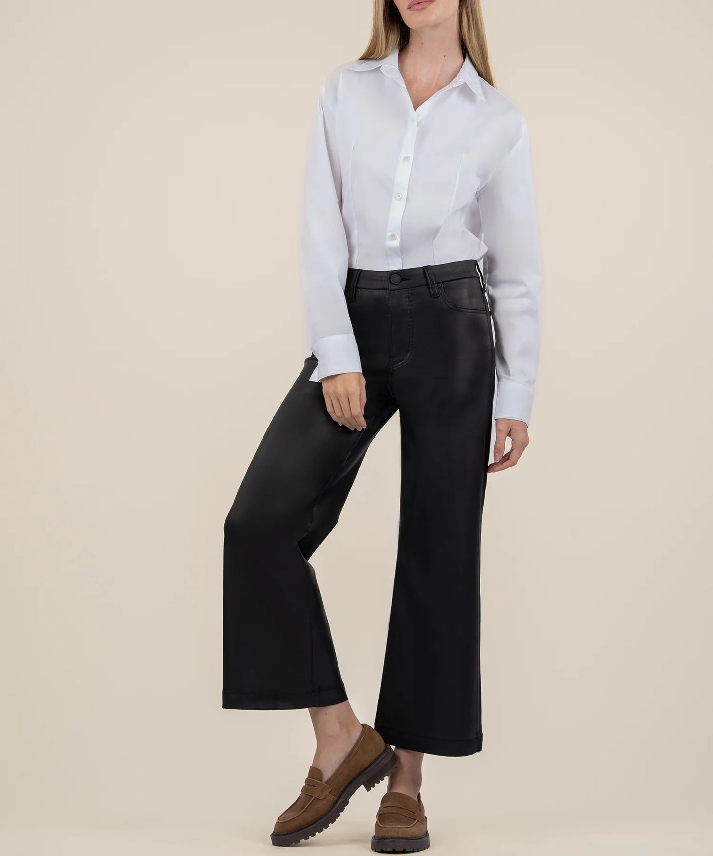 KUT from the Kloth Meg Coated High Rise Wide Leg - Eden Lifestyle