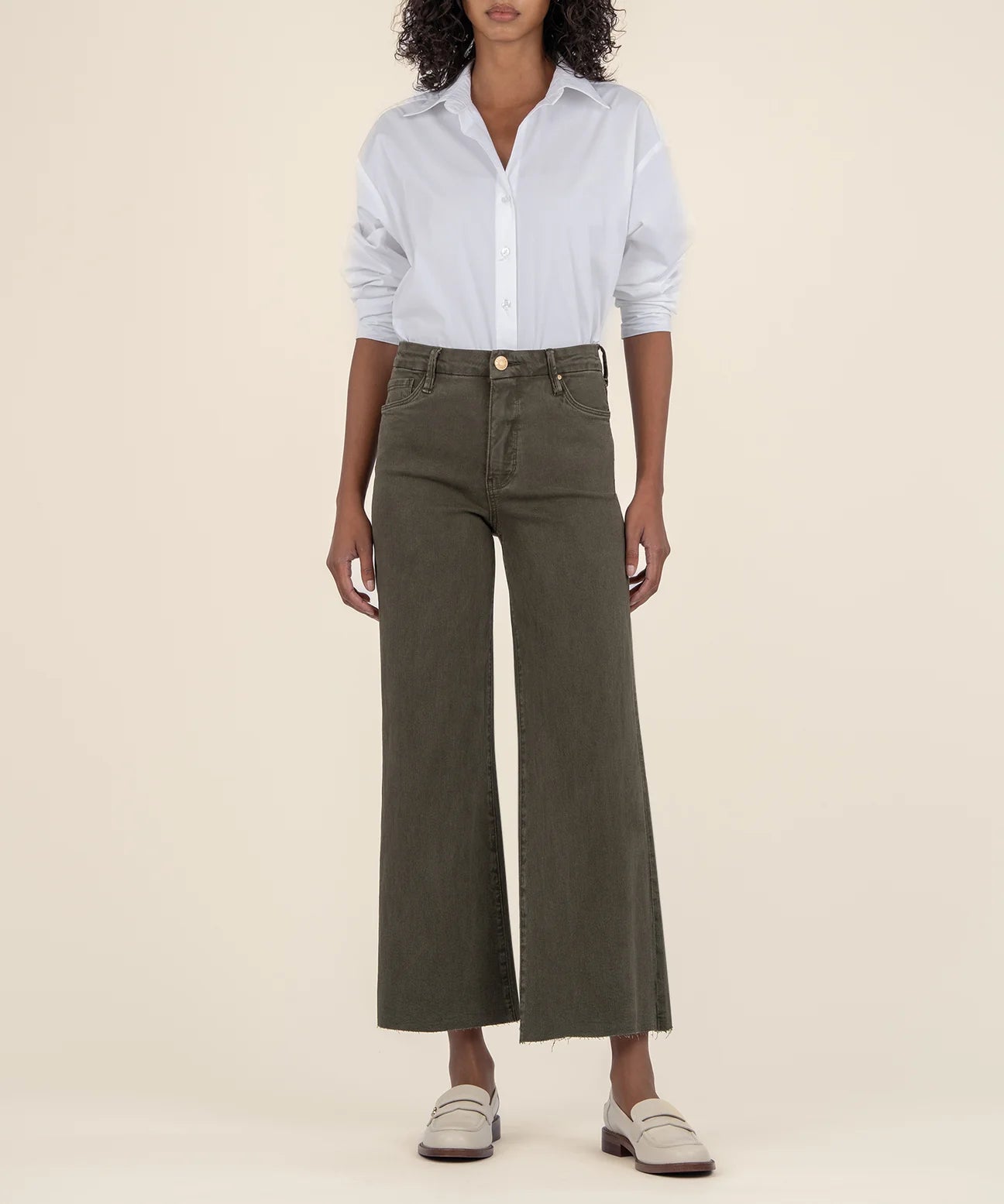 Meg High Rise Wide Leg Olive - Eden Lifestyle