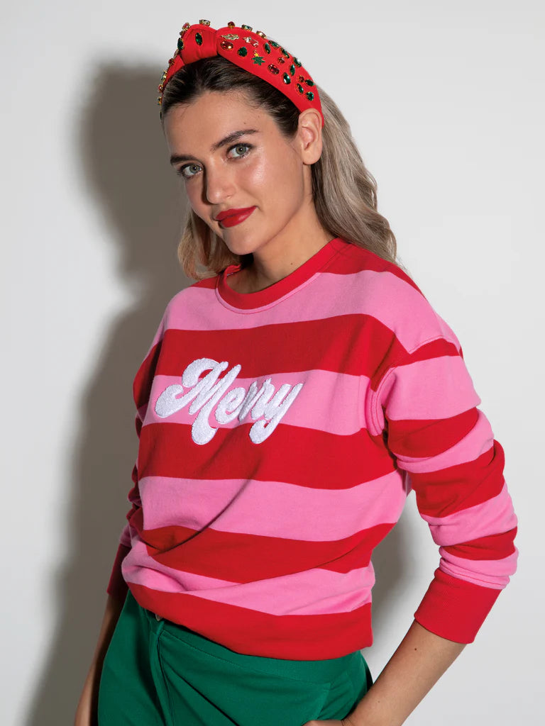 Merry Stripe Sweatshirt, Pink - Eden Lifestyle