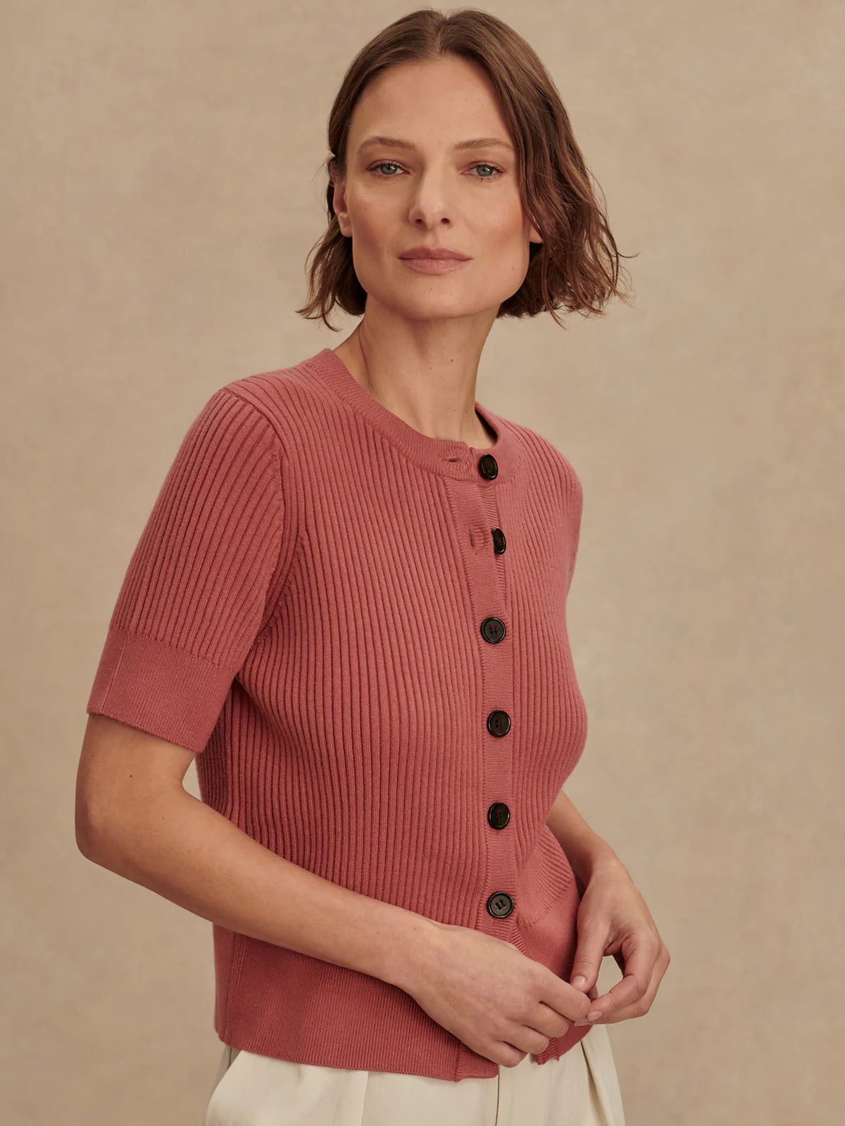 Micha Short Sleeve Cardigan Mauvewood - Eden Lifestyle