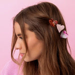 Mini Claw Hair Clips - Hearts - Pink Pearl + Red Confetti - Eden Lifestyle
