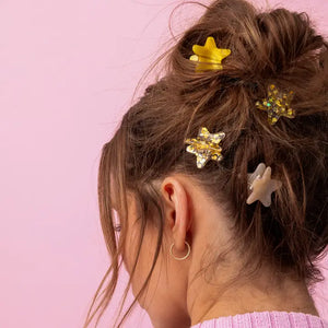 Mini Claw Hair Clips - Stars - Gold Confetti - Set of 4 - Eden Lifestyle