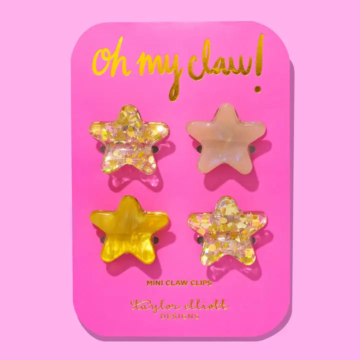 Mini Claw Hair Clips - Stars - Gold Confetti - Set of 4 - Eden Lifestyle