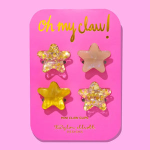 Mini Claw Hair Clips - Stars - Gold Confetti - Set of 4 - Eden Lifestyle