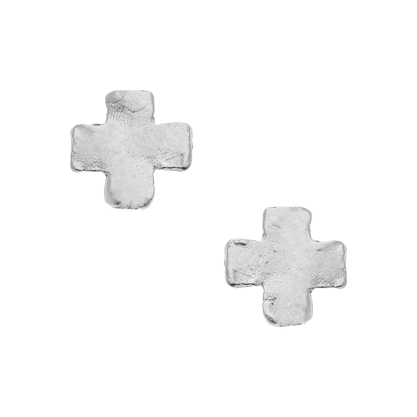 Mini Square Cross Studs Silver - Eden Lifestyle