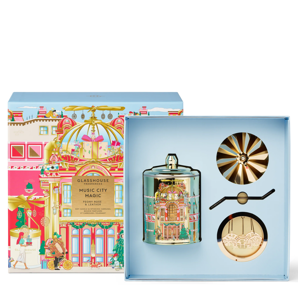 Music City Magic 13.4 oz. Candle with Spinning Carousel Gift Set