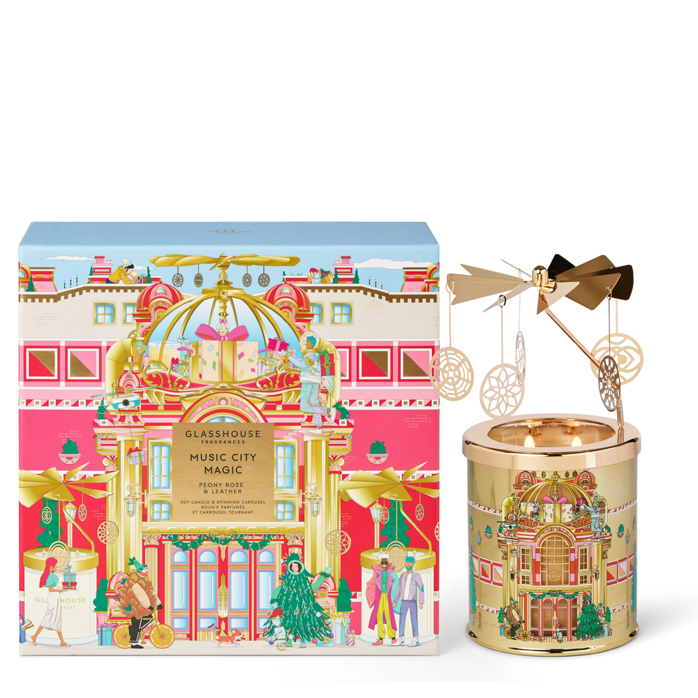Music City Magic 13.4 oz. Candle with Spinning Carousel Gift Set