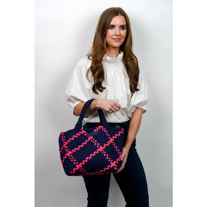 Navy Multi Woven Tote - Eden Lifestyle