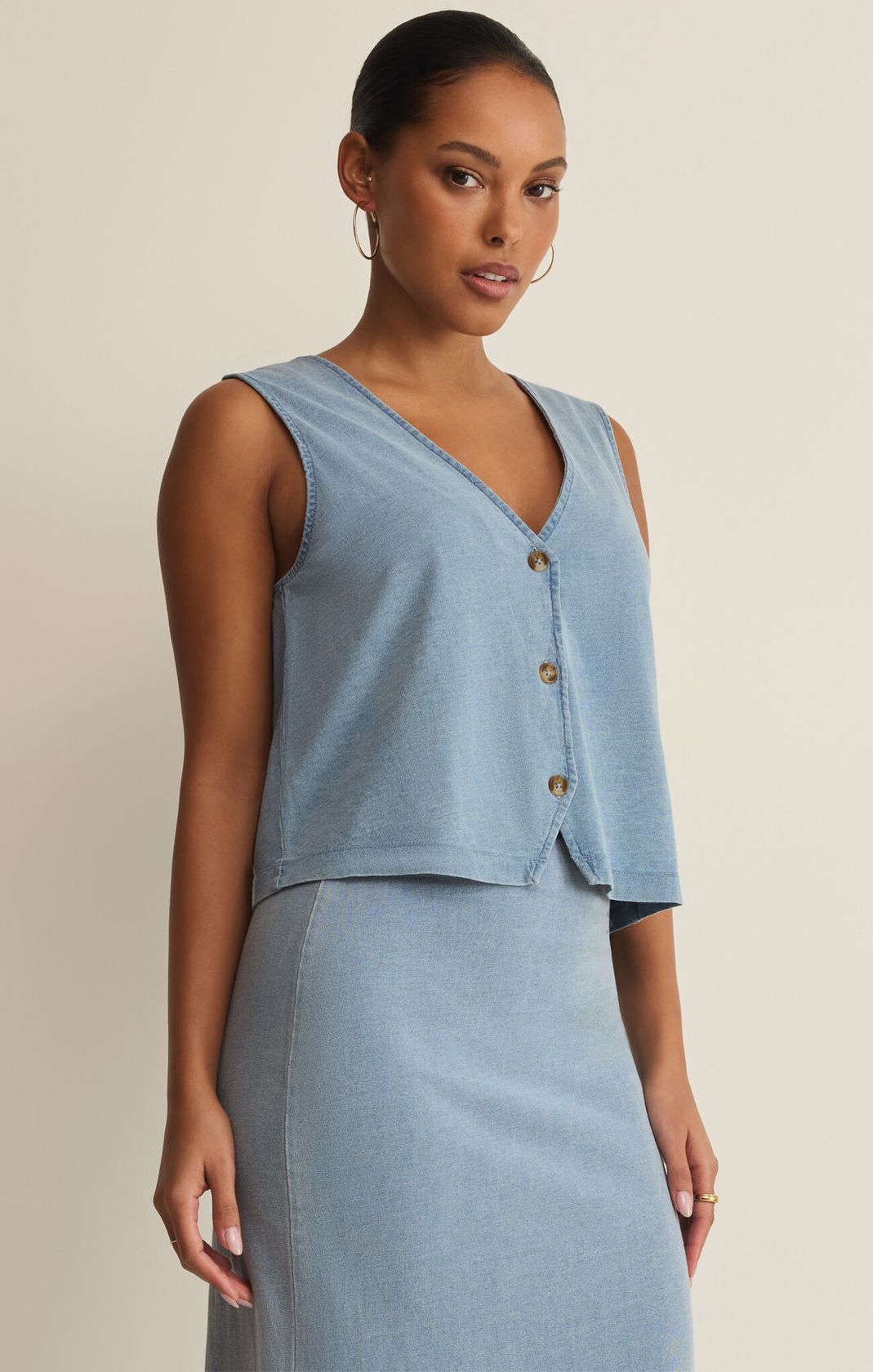 Z SUPPLY Noelle Jersey Denim Top - Eden Lifestyle