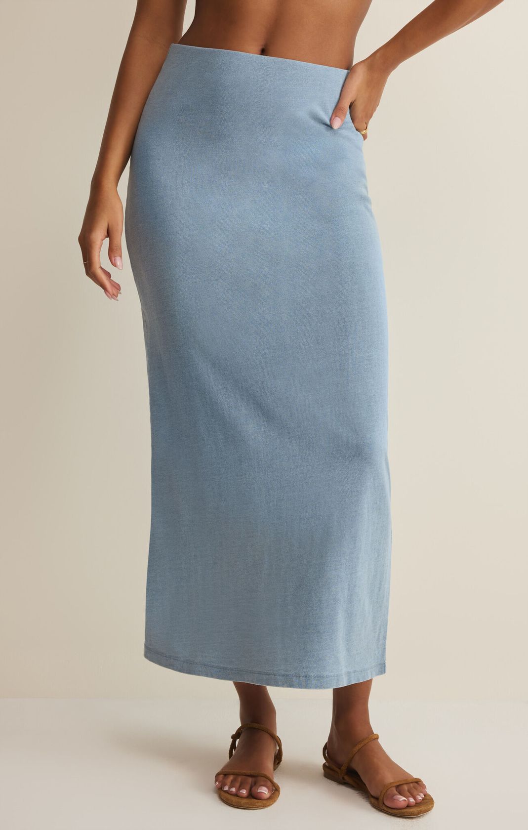 Z SUPPLY Gail Jersey Denim Midi Skirt - Eden Lifestyle