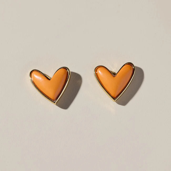 Orange Stone Sweetheart Studs - Eden Lifestyle