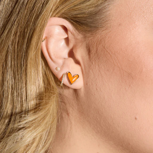 Orange Stone Sweetheart Studs