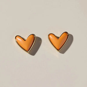 Orange Stone Sweetheart Studs