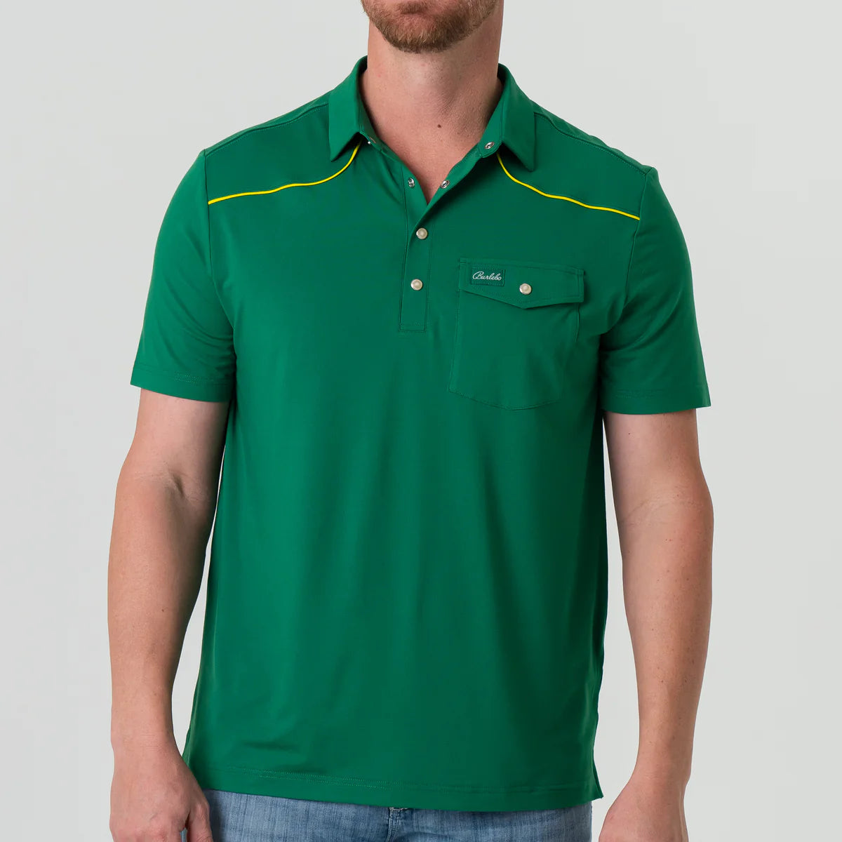 Pearl Snap Performance Polo - Green and Yellow - Eden Lifestyle