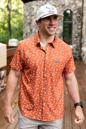 Performance Button Up - Lone Star State Orange - Eden Lifestyle