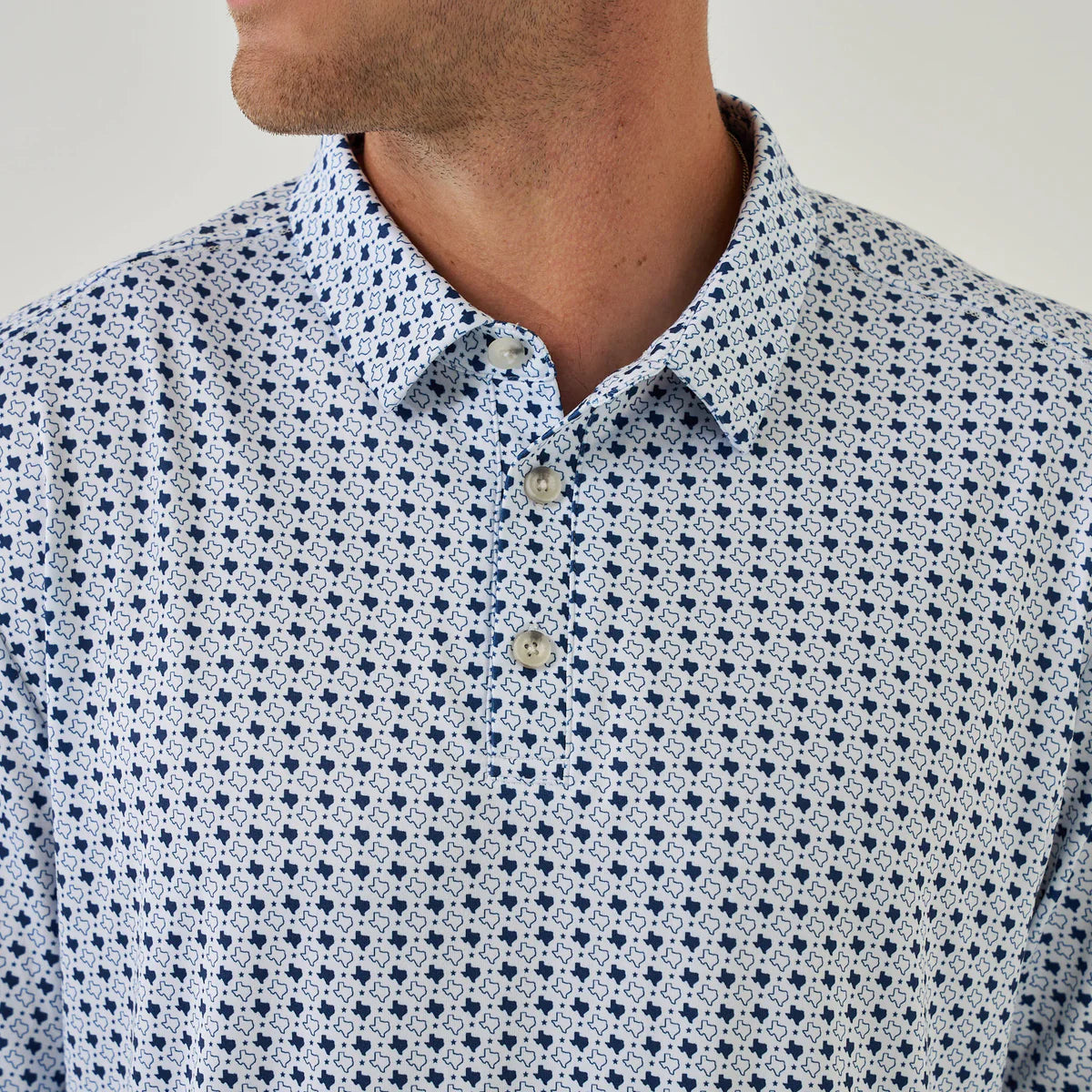 Performance Polo - Texas - White & Navy - Eden Lifestyle