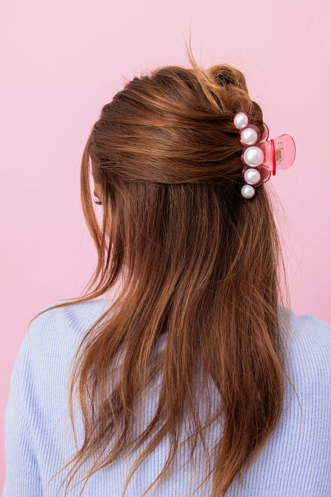 Pink Acrylic + Pearl Claw Clip - Eden Lifestyle