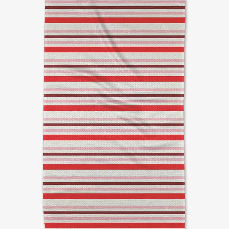 Pink Christmas Stripes Tea Towel - Eden Lifestyle