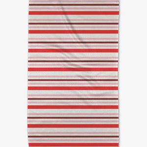 Pink Christmas Stripes Tea Towel - Eden Lifestyle