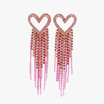 Pink Rhinestone Heart with Crystal & Bead Fringe - Eden Lifestyle