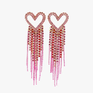 Pink Rhinestone Heart with Crystal & Bead Fringe - Eden Lifestyle