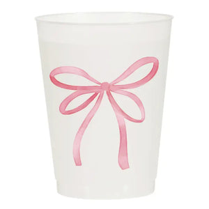 Pink Watercolor Bow Frosted Cups - Eden Lifestyle