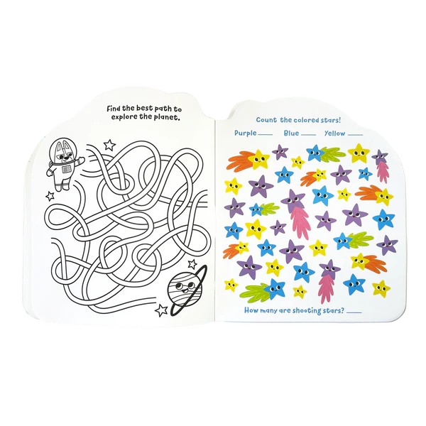Playful Pages Activity Book - Games Coloring Stickers - Pets in Space - Eden Lifestyle