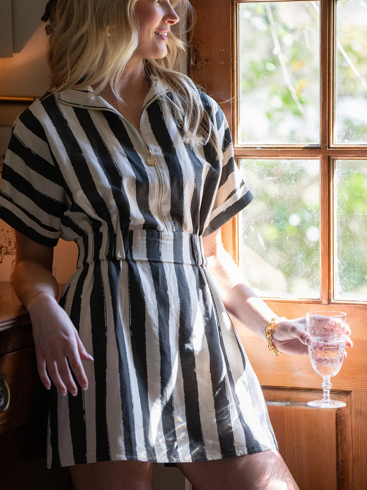 Pullover Dress Stripe Noir