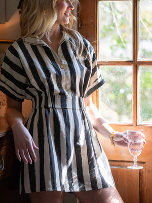 Pullover Dress Stripe Noir