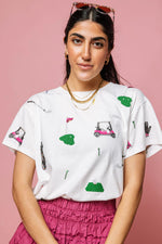 Queen of Sparkles White Scatter Golf Icon Tee - Eden Lifestyle