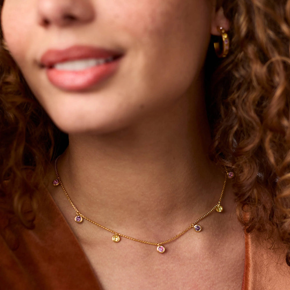 Rainbow Delicate Charm Necklace Champagne Radiance - Eden Lifestyle
