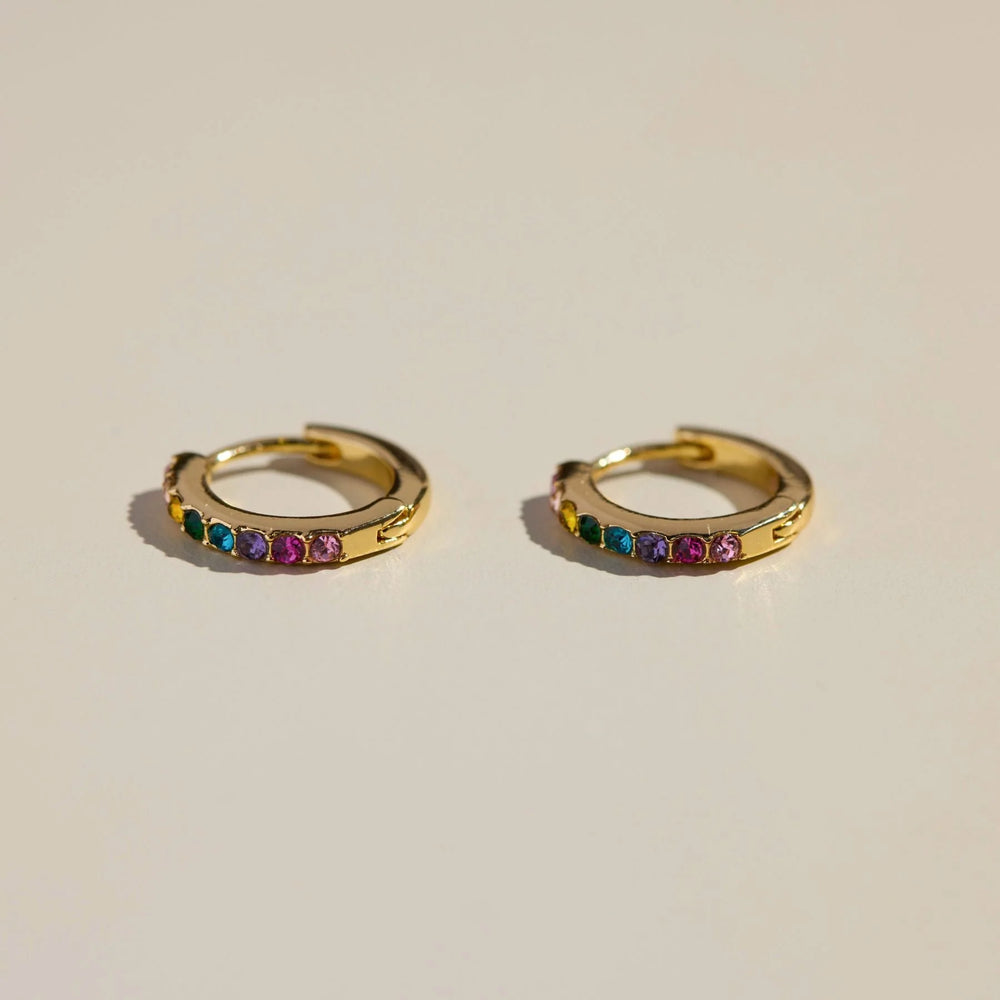 Rainbow Pavé Huggies