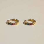 Rainbow Pavé Huggies