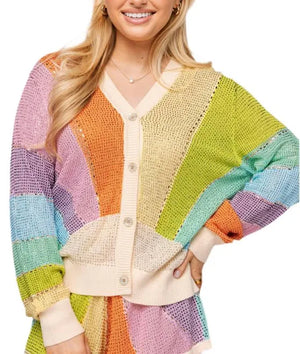 Rainbow Rhinestone Cardigan - Eden Lifestyle