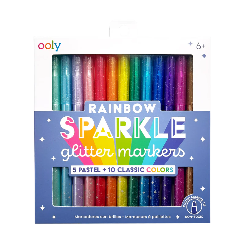 Rainbow Sparkle Glitter Markers - Set of 15 - Eden Lifestyle