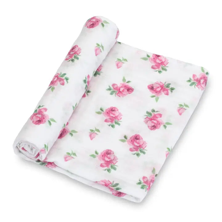 Rose Buds and Blooms Baby Muslin Swaddle Blanket - Eden Lifestyle