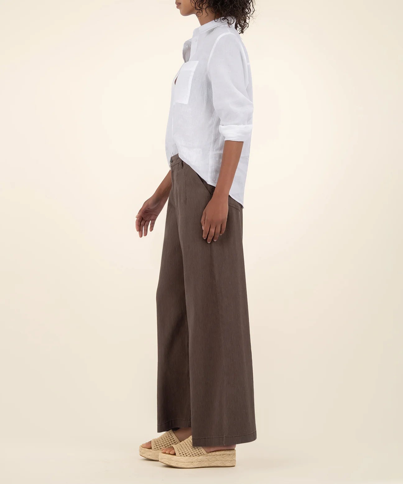 Ryan Linen High Rise Wide Straight Leg Chocolate - Eden Lifestyle