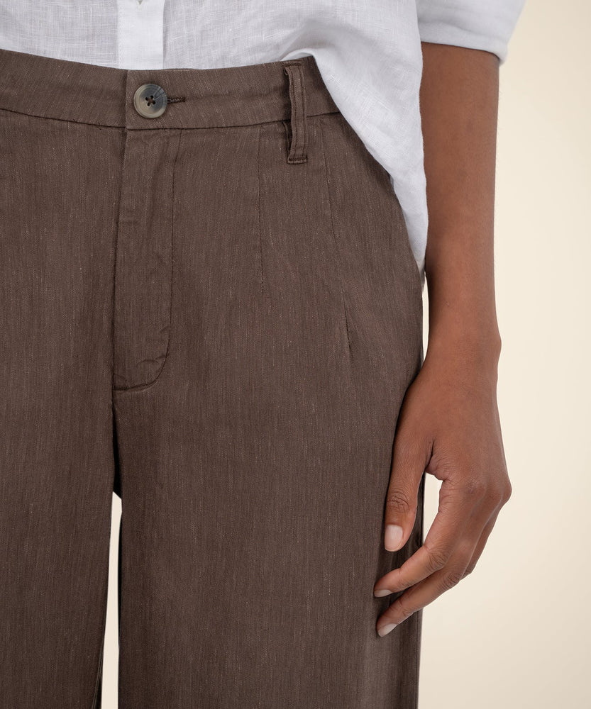 Ryan Linen High Rise Wide Straight Leg Chocolate