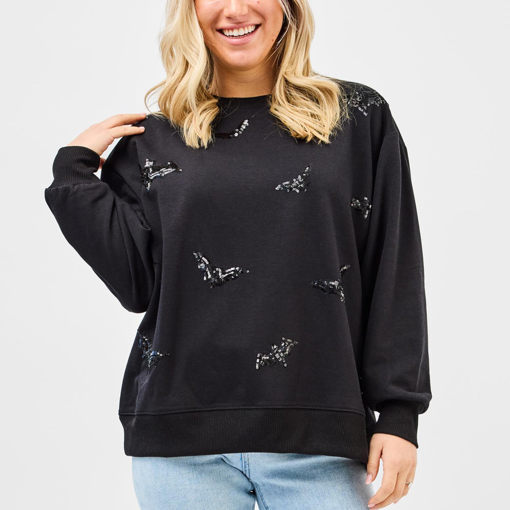 Sarah Sequin Bats Sweatshirt - Eden Lifestyle