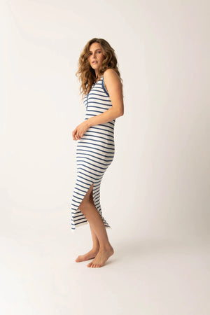 Seaside Striped Rib Midi Dress - Eden Lifestyle