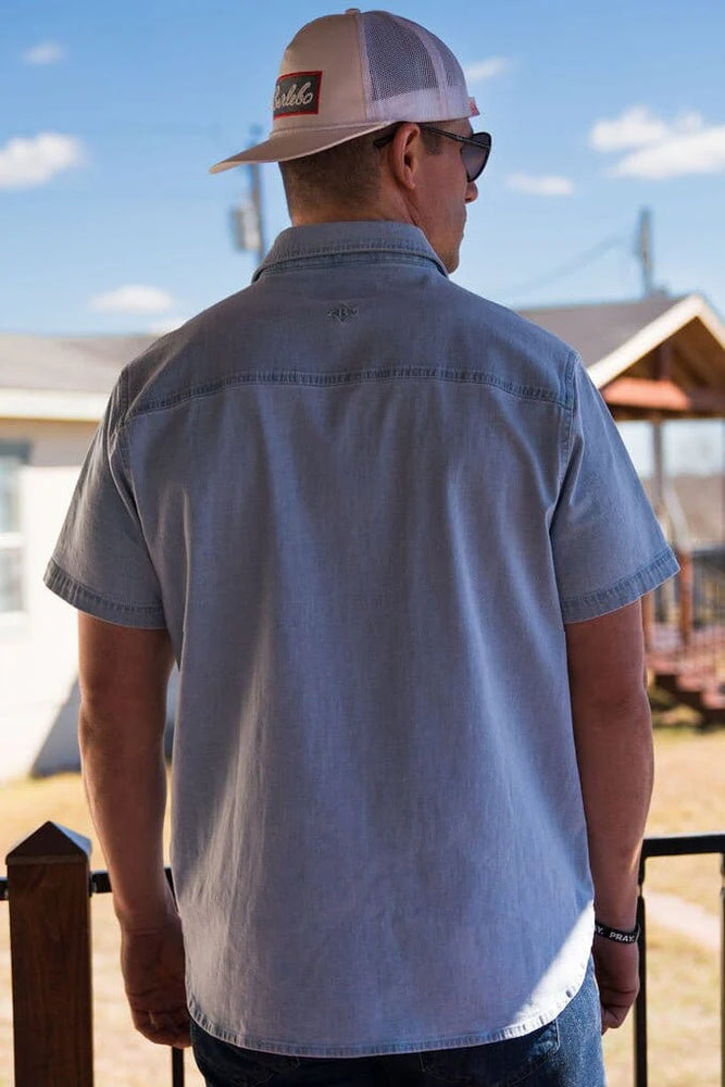 Short Sleeve - Denim Pearl Snap - Light Washed - Eden Lifestyle