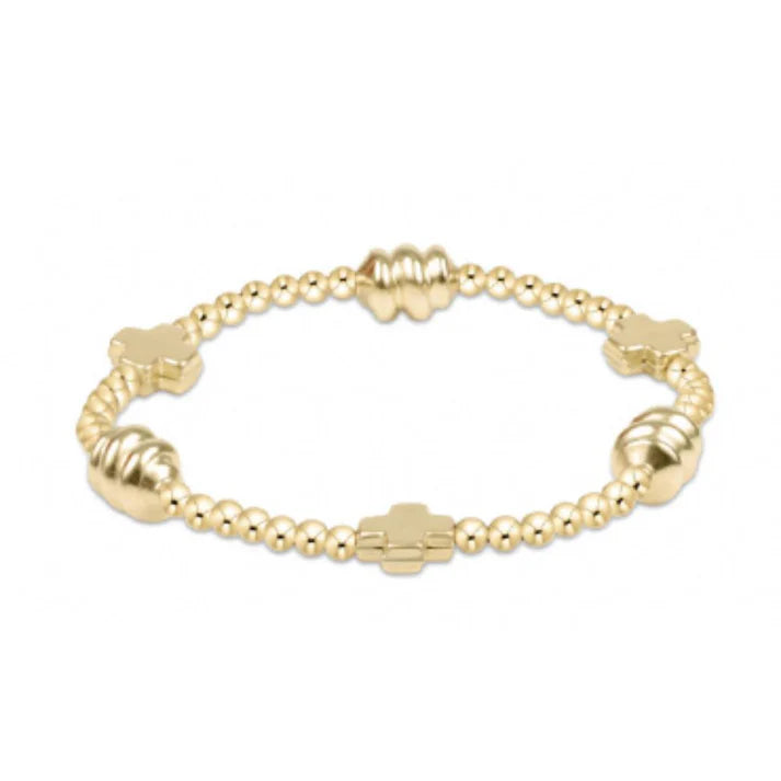 Signature Cross Admire Gold Pattern 3mm Bead Bracelet - Gold - Eden Lifestyle