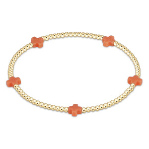 Signature Cross Small Gold Pattern 2mm Bead Bracelet - Eden Lifestyle