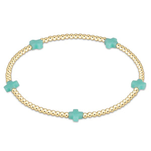 Signature Cross Small Gold Pattern 2mm Bead Bracelet - Eden Lifestyle