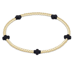 Signature Cross Small Gold Pattern 2mm Bead Bracelet - Eden Lifestyle