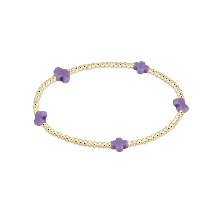 Signature Cross Small Gold Pattern 2mm Bead Bracelet - Eden Lifestyle